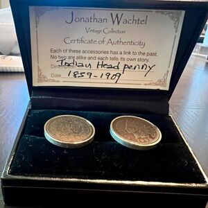 Unisex Silver Indian Head Penny  Cufflinks from 1859–1909 years range